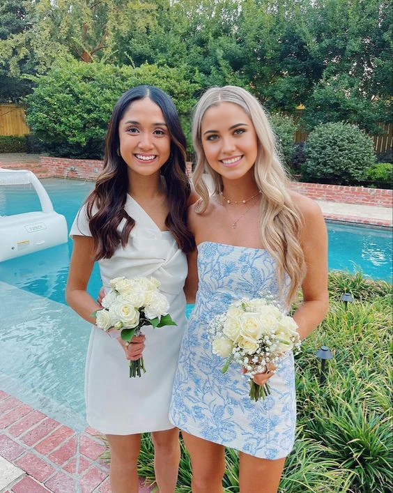 Sheath Strapless Blue Homecoming Dress formal dresses Bridesmaid Dresses evening gown Prom Dress